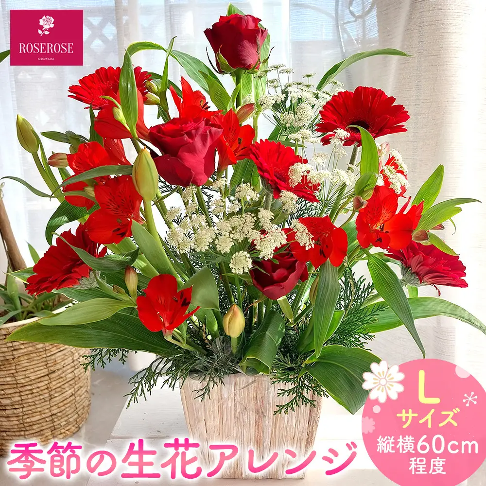 季節の生花アレンジ　Lサイズ 【 フラワー アレンジメント お花 ギフト プレゼント 贈り物 誕生日 お祝い 神奈川県 小田原市フラワー アレンジメント 】