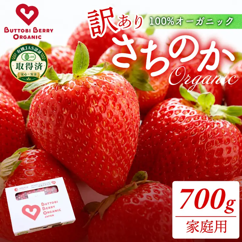 訳あり オーガニック いちご 700g 家庭用 《1月末から5月発送》 有機JAS認証 ORGANIC 甘い 苺 果物 フルーツ 産地直送 新鮮 ストロベリー ジャム スムージー 期間限定 徳島
