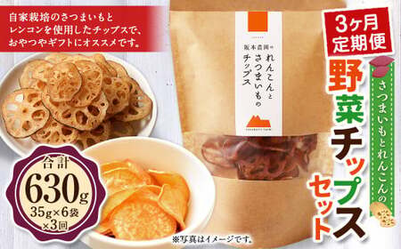 【 3ヶ月 定期便 】 さつまいも と レンコン の 野菜 チップス セット 6袋×3回 計18袋 ／ お菓子 芋 サツマイモ 薩摩芋 さつま芋 れんこん 蓮根 おやつ