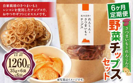 【 6ヶ月 定期便 】 さつまいも と レンコン の 野菜 チップス セット 6袋×6回 計36袋 ／ お菓子 芋 サツマイモ 薩摩芋 さつま芋 れんこん 蓮根 おやつ
