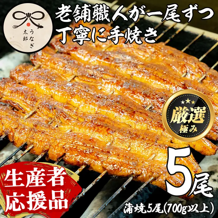 【0653721a-om】【生産者応援品】鹿児島県産東串良町のうなぎ蒲焼(5尾・計700g以上・秘伝のタレ付き)＆きざみ鰻セット 蒲焼セット 蒲焼長焼 ウナギ 鰻 蒲焼き 国産うなぎ 国産 九州産 鹿児島 鹿児島県産 高級 たれ さんしょう 【うなぎ太郎】