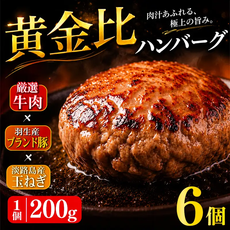 ハンバーグ 200g×6個 1.2kg ギフト お歳暮 大判ハンバーグ