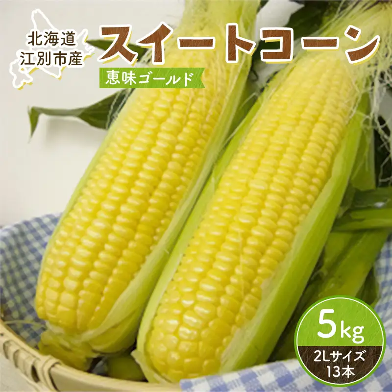 スイートコーン（恵味ゴールド）２Lサイズ１３本入り ５kg 2026年夏発送！ EB8-0790