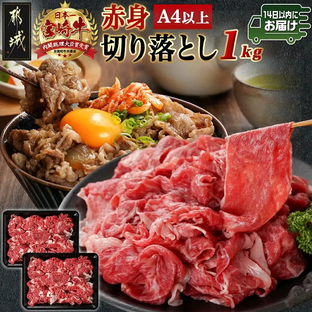 宮崎牛赤身切り落とし(500g×2P)≪みやこんじょ快速便≫〔AC-N403-R〕_(都城市) 宮崎県産宮崎牛 赤身切り落とし モモ・カタ 500g×2P 牛肉 赤身 モモ カタ 切り落とし