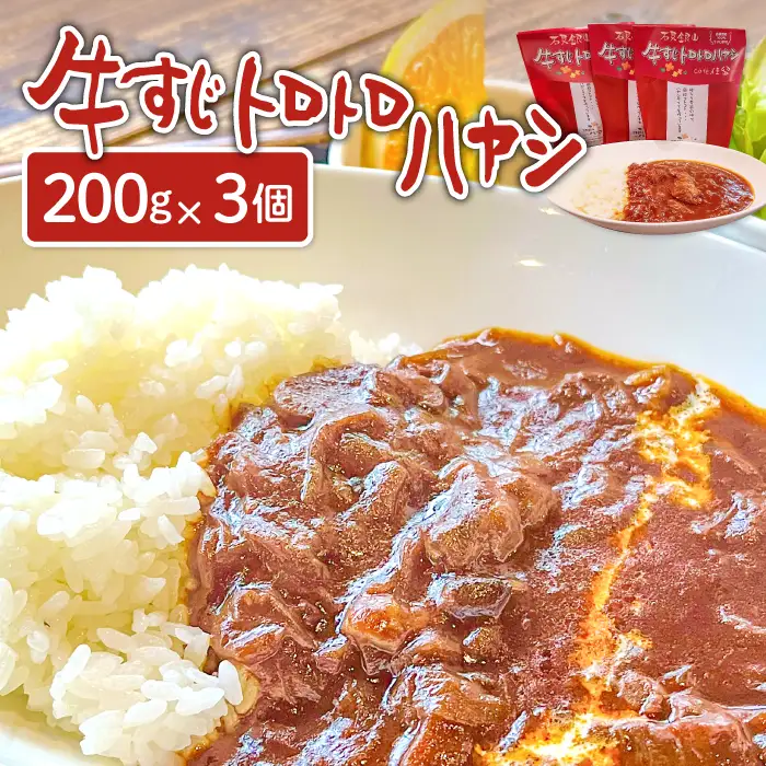 牛すじトロトロハヤシ 3個セット【ハヤシライス 3個 1食 200g レトルト食品 レトルトハヤシ レトルト 長期保存 すじ肉 牛肉 詰め合わせ セット 備蓄用 災害備蓄 島根県 大田市】