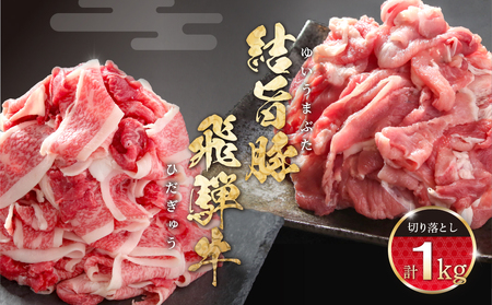 訳あり 飛騨牛 結旨豚 切落し 計1kg 訳あり 飛騨高山ミート [MS022]