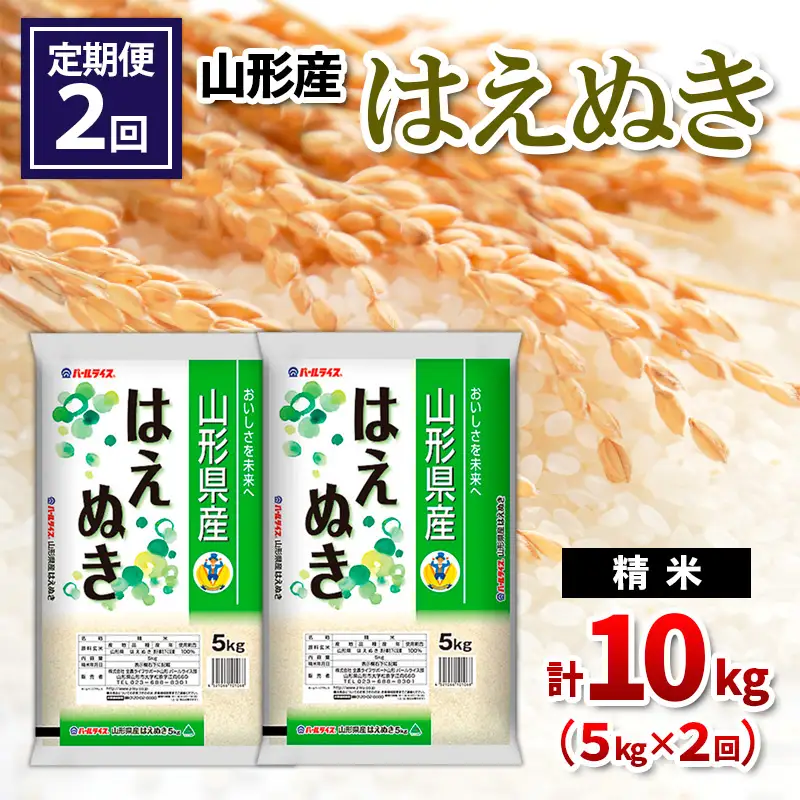 【令和8年産】 【定期便2回】山形産 はえぬき 精米 5kg×2回 FY26-262