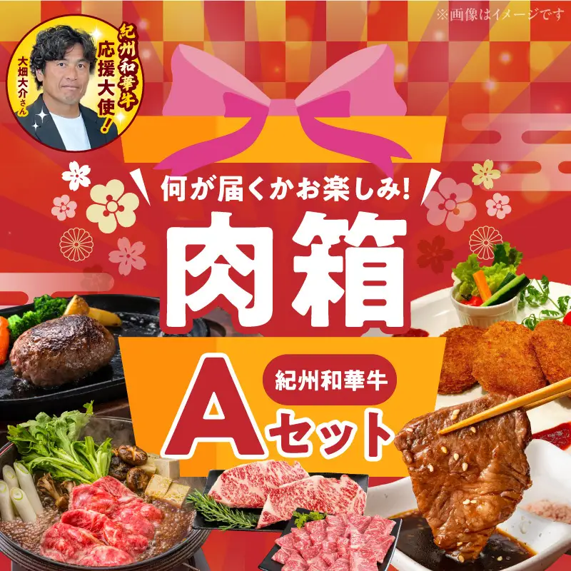 お楽しみ肉箱 Aセット お試し ドキドキ 黒毛和牛 ハンバーグ ステーキ ロース ヒレ 焼肉 すき焼き しゃぶしゃぶ 盛り合わせ コロッケ ローストビーフ 食品 和歌山県 湯浅町 送料無料_BN6134