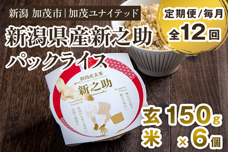 【定期便12ヶ月毎月お届け】新潟県産 新之助 玄米パックライス（150g×6個入）