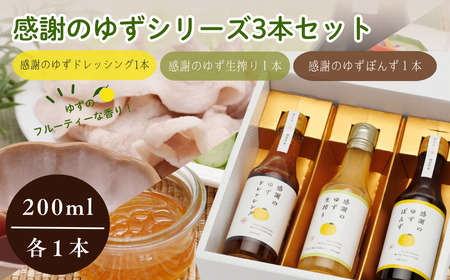 ぽんず ドレッシング 感謝のゆずぽんず・ゆずドレッシング・ゆず生搾り 各１本セット　ゆず ドレッシング ぽんず セット ギフト 福島県 楢葉町