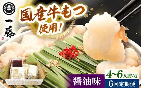 【全6回定期便】【もつ鍋一藤】 国産黒毛和牛のもつ鍋醤油味 4-6人前 桂川町/Smallcompany株式会社 [ADBX017] もつ鍋 一藤 もつなべ 定期便