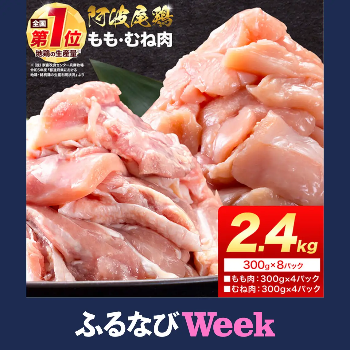 【ふるなびWEEK対象】阿波尾鶏 鶏肉 もも肉 むね肉 セット2.4kg《30日以内に出荷予定(土日祝除く)》鶏肉 もも もも肉 むね むね肉 お肉 鳥肉 とり肉 阿波尾鶏 地鶏 小分け 国産 徳島県産 唐揚げ アウトドア キャンプ 冷凍 むね 肉 送料無料 st-p