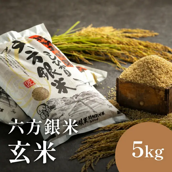 令和7年産 減農薬米 特別栽培米 六方銀米 コシヒカリ 玄米 5kg / 減農薬 玄米  お米 5キロ 米 コウノトリ米 コメ こめ ご飯 ライス こしひかり 兵庫県産