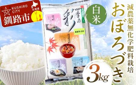 【令和7年度産 】【新米】減農薬9割減 ・ 化学肥料不使用おぼろづき 3kg 白米 北海道産 米 コメ こめ お米 白米 玄米 通常発送 F5F-0094