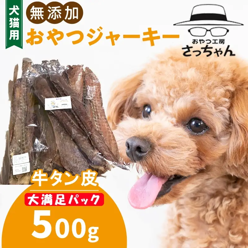 【総量500g】犬猫用 無添加おやつジャーキー 牛たん皮（肉）[143O18]