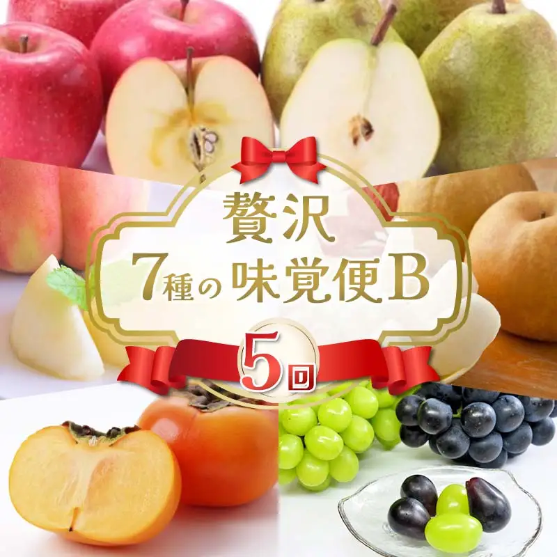 【2026年先行予約】贅沢7種の味覚便B（5回定期便）桃 もも シャインマスカット ぶどう りんご 柿 ラ・フランス 梨 果物 フルーツ 山形県 FSY-2637