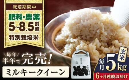 令和8年産 新米 【全6回】ミルキークイーン 5kg 玄米 特別栽培米 [AQCP025]