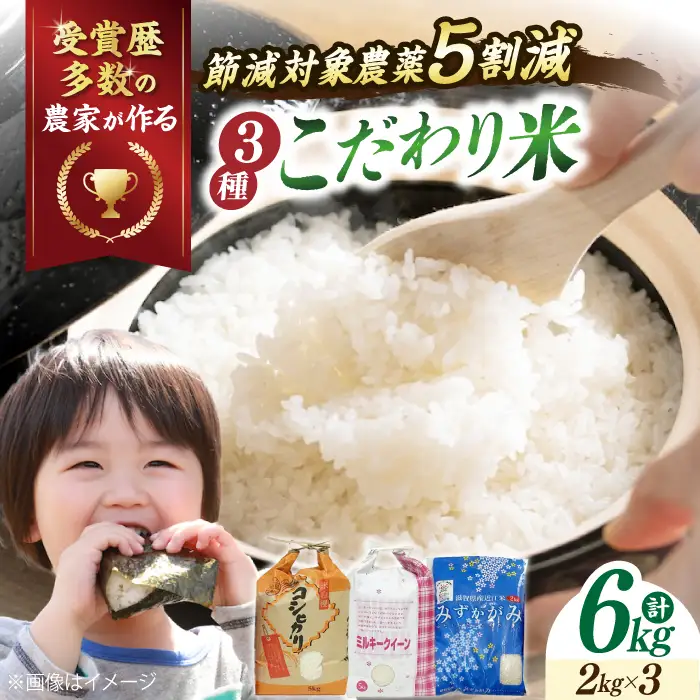 米 食べ比べ 新米 6kg コシヒカリ ミルキークイーン みずかがみセット[AQCQ010] 米
