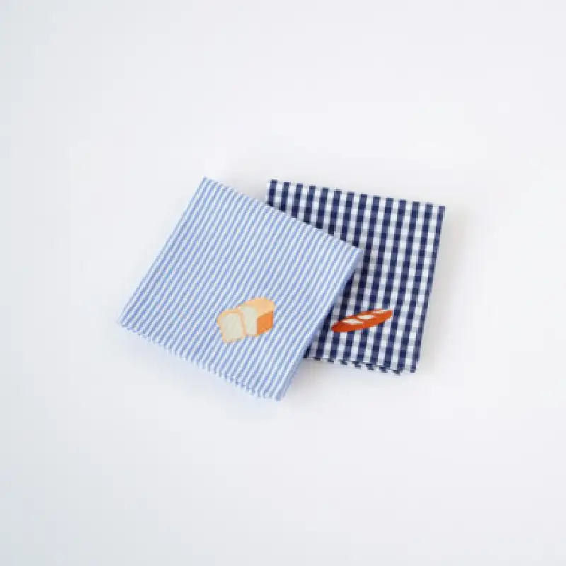 H TOKYO　パン刺繍入りハンカチ2枚セット【世田谷みやげ】ハンカチ 高品質 職人 刺繍 雑貨 日用品 ハンドタオル タオル パン セット ギフト プレゼント 贈り物_0043-001-se5