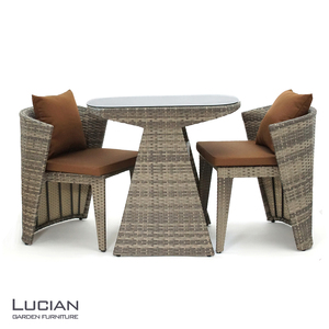 LUCIAN ラタン調ガーデンテーブル3点セット グレージュ 2人掛け luc001 ／ コスティック インテリア 屋外テーブル テラス コンパクト 省スペース設計 奈良県 御所市【cstk0009】