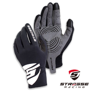 STRASSE レーシンググローブ ゲーミンググローブ ブラック ／ コスティック シリコン 滑り止め加工 衝撃吸収パッド タッチパネル対応 伸縮性 通気性 奈良県 御所市【cstk0017】