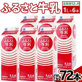 【定期便12ヶ月】ふるさと牛乳1L 6本セット 計72本 ｜ 牛乳 _DT12