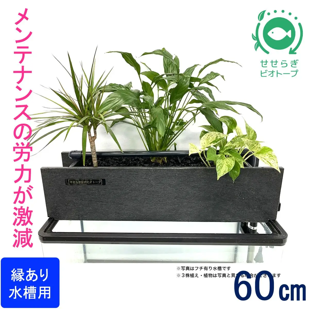 せせらぎビオトープ　60cm型ろ過装置・ 縁あり水槽用（※水槽はついていません）