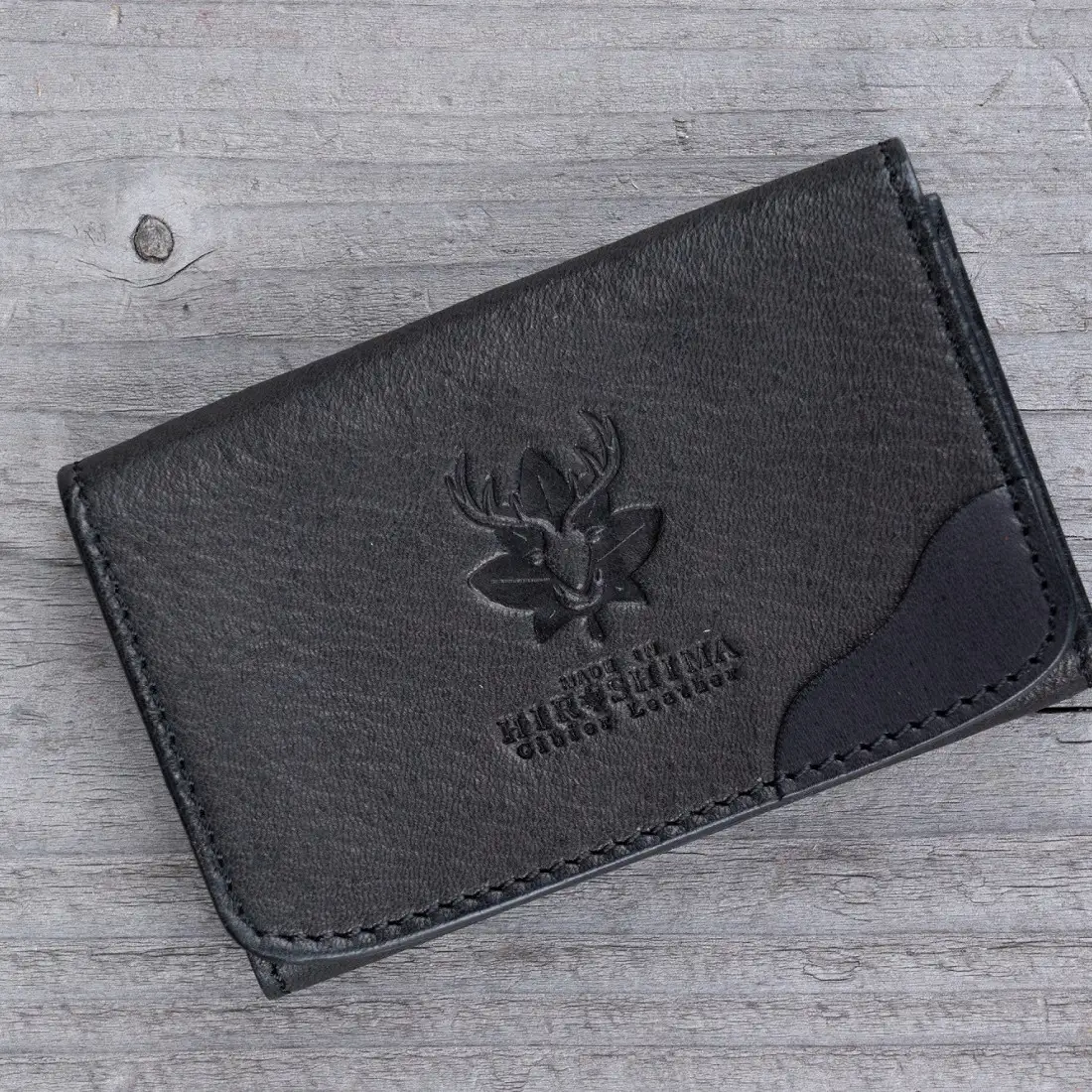 広島ジビエレザー　東広島産天然鹿革　本革名刺入れ　カード入れにもおすすめ【01ブラック】