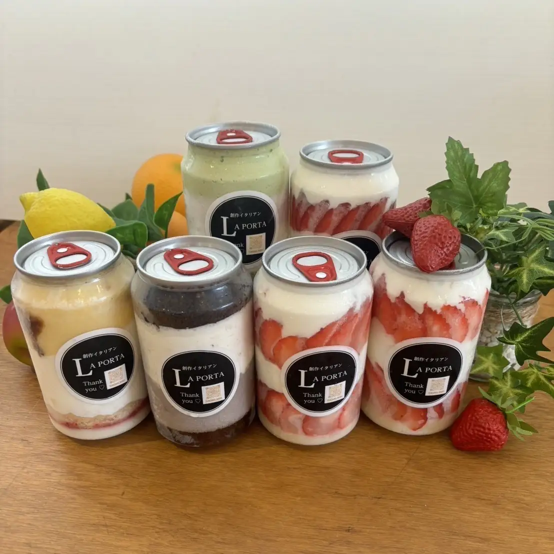 ドルチェ缶（苺、ティラミス、カスタード＆ホイップ、抹茶あずきクリーム）　6本セット