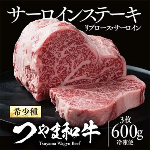 津山生まれ・津山育ち【つやま和牛】霜降りステーキ(リブロース・サーロイン)　600g(3枚)【配送不可地域：離島】【1030616】