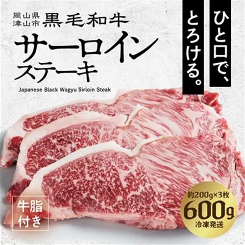 【岡山県産黒毛和牛】サーロインステーキ　約200g×3枚【配送不可地域：離島】【1419941】
