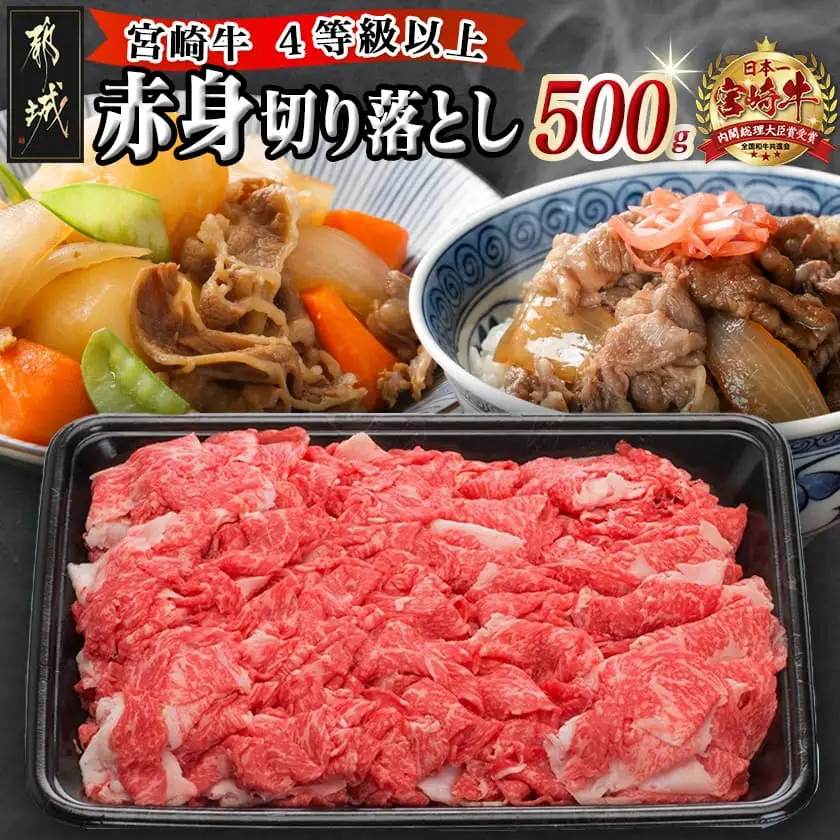 宮崎牛赤身切り落とし500g〔AA-8908〕_(都城市) 国産黒毛和牛 ブランド牛 牛肉 宮崎牛切落とし 500グラムパック 肉じゃが すきやき 牛丼や炒め物などに 万能 冷凍 国産 九州産 宮崎県産 都城産