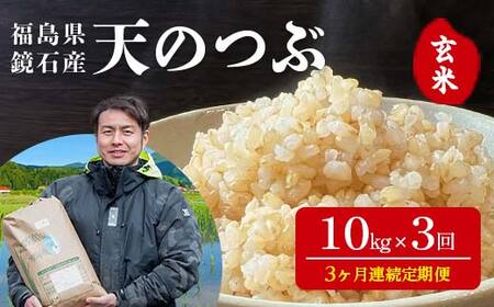 〈先行予約 2026年産米〉【米の定期便】福島県鏡石町産 和田農園「天のつぶ」玄米10kg 3か月連続 F6Q-515