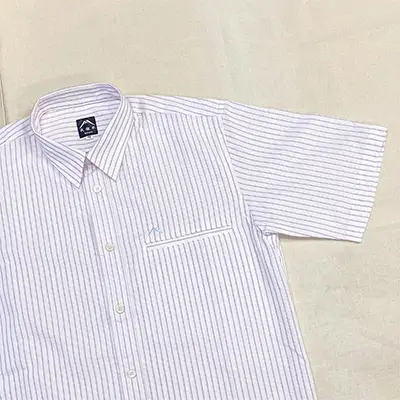 【遠州織物】武襯衣 先染ストライプドビー織シャツ　メンズ 半袖 ピンク ファッション 服 男性  ピンクL