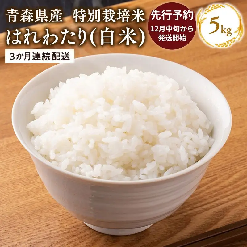 米 ≪令和8年産 先行予約≫【3カ月定期便】特別栽培米 はれわたり白米5kg×3回