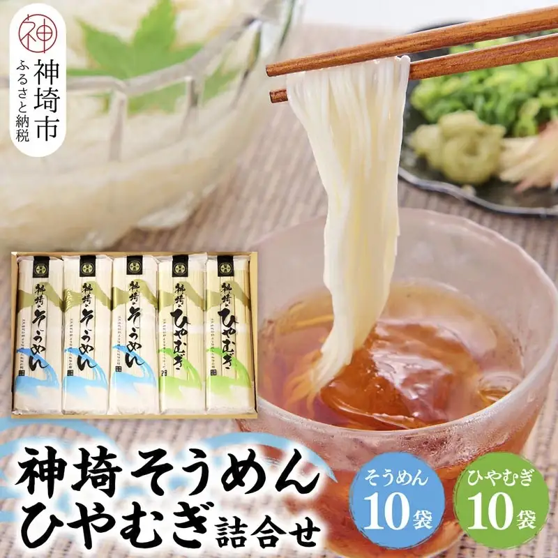 神埼そうめん(240g×10袋)・神埼ひやむぎ詰合せ(240g×10袋) (H020102)
