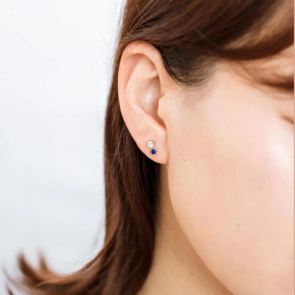【高島屋選定品】＜京セラ＞クレサンベール＜ブルーサファイア／ダイヤモンド ＞PT900 ピアス カジュアル 9月誕生石