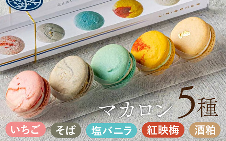 福井を感じるマカロンアソート【いちご、蕎麦粉、塩バニラ、紅映梅、酒粕】[A-116002]
