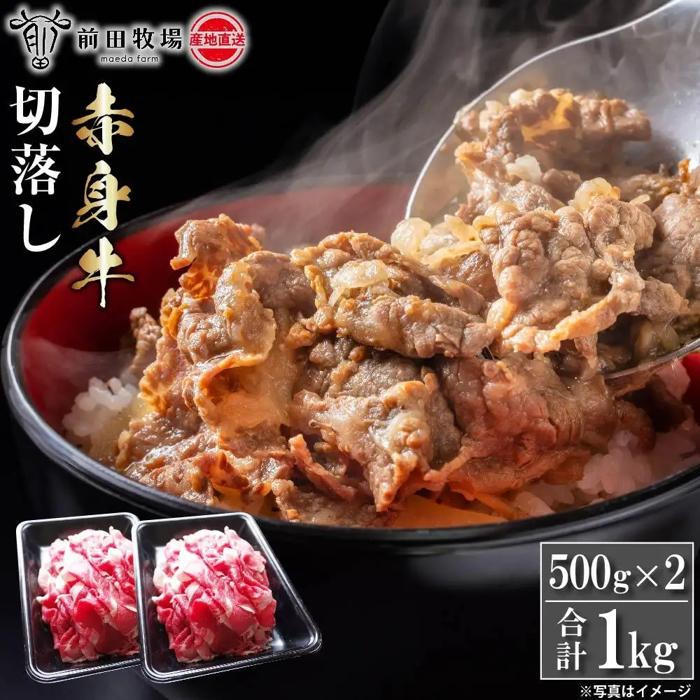 【大田原 前田牧場直送】赤身牛すき焼用切落し 500ｇ×2パック