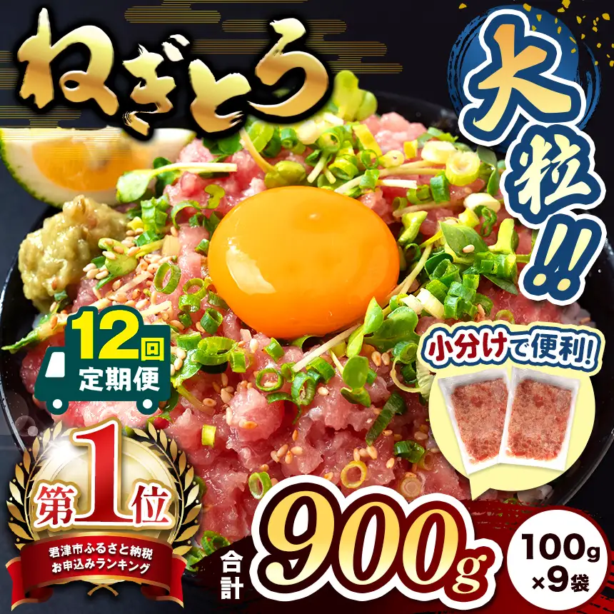 【 定期便 ・ 12ヶ月 】　小分け 100g パック ねぎとろ 900g | 清幸丸水産 ユッケ ネギトロ とろ 鮪 海鮮 魚介 魚 人気 小分け 人気 定番 ご飯 オススメ 千葉県 君津市 きみつ