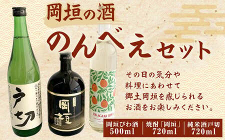 岡垣の 酒 のんべえ セット 合計1940ml びわ酒 焼酎 純米酒戸切