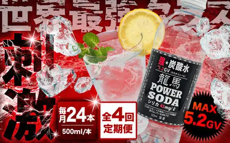 【全4回定期便】龍馬POWER SODA 500ml×24本 計96本 炭酸水 炭酸飲料 [ARER004]