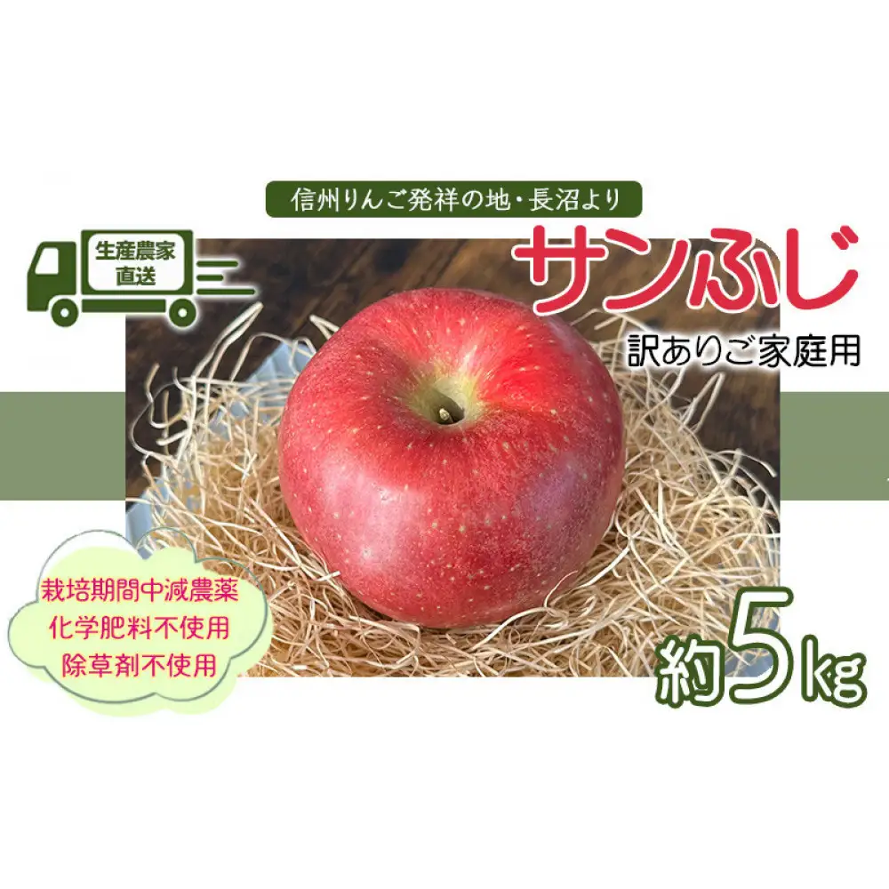 ヤーミーズファーム　生産農家直送 人にやさしい 長沼りんご・サンふじ5kg（ご家庭用） | りんご フルーツ