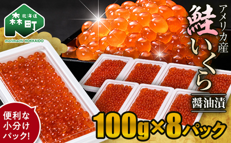 鮭 いくら 小分け 800g（100g×8）アメリカ産 ＜海鮮問屋　株式会社　瑞宝＞ いくら イクラ 小分け 醤油漬け 森町 いくら醤油漬け しょうゆ漬け 海産物 加工品 ふるさと納税 北海道 mr1-1348