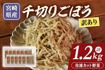 【訳あり】冷凍千切りごぼう 工場直送簡易包装 小分けパック100g×12袋