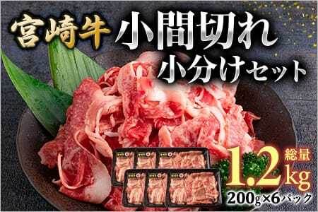 宮崎牛切り落とし小分けセット (総量1.2kg)