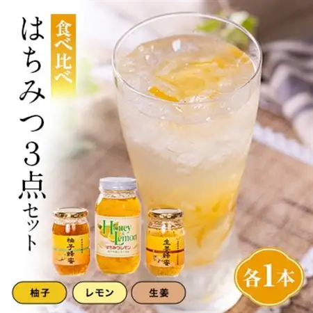 道の駅で大好評! 蜂蜜3点セット　柚子蜂蜜、生姜蜂蜜、レモン蜂蜜【1597364】