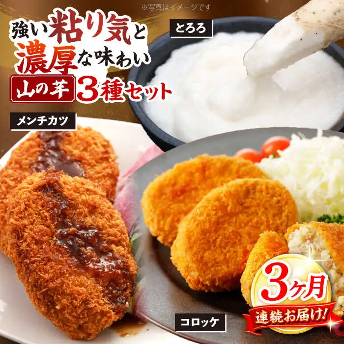【全3回定期便】山の芋3種セット[APAD006] 冷凍食品 おかず 惣菜