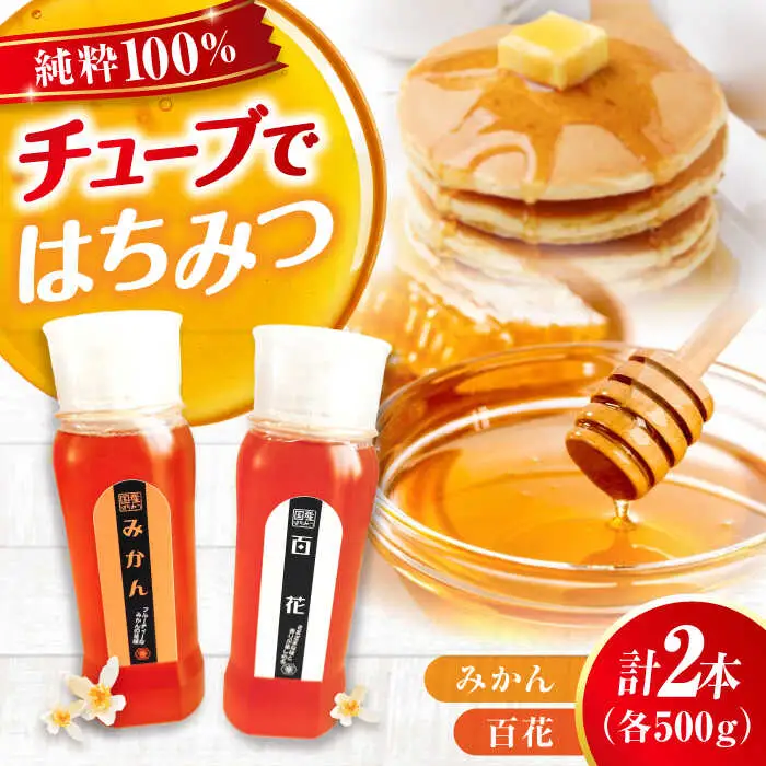 はちみつ チューブ2本セット（百花・みかん）各500g [APBO003] はちみつ