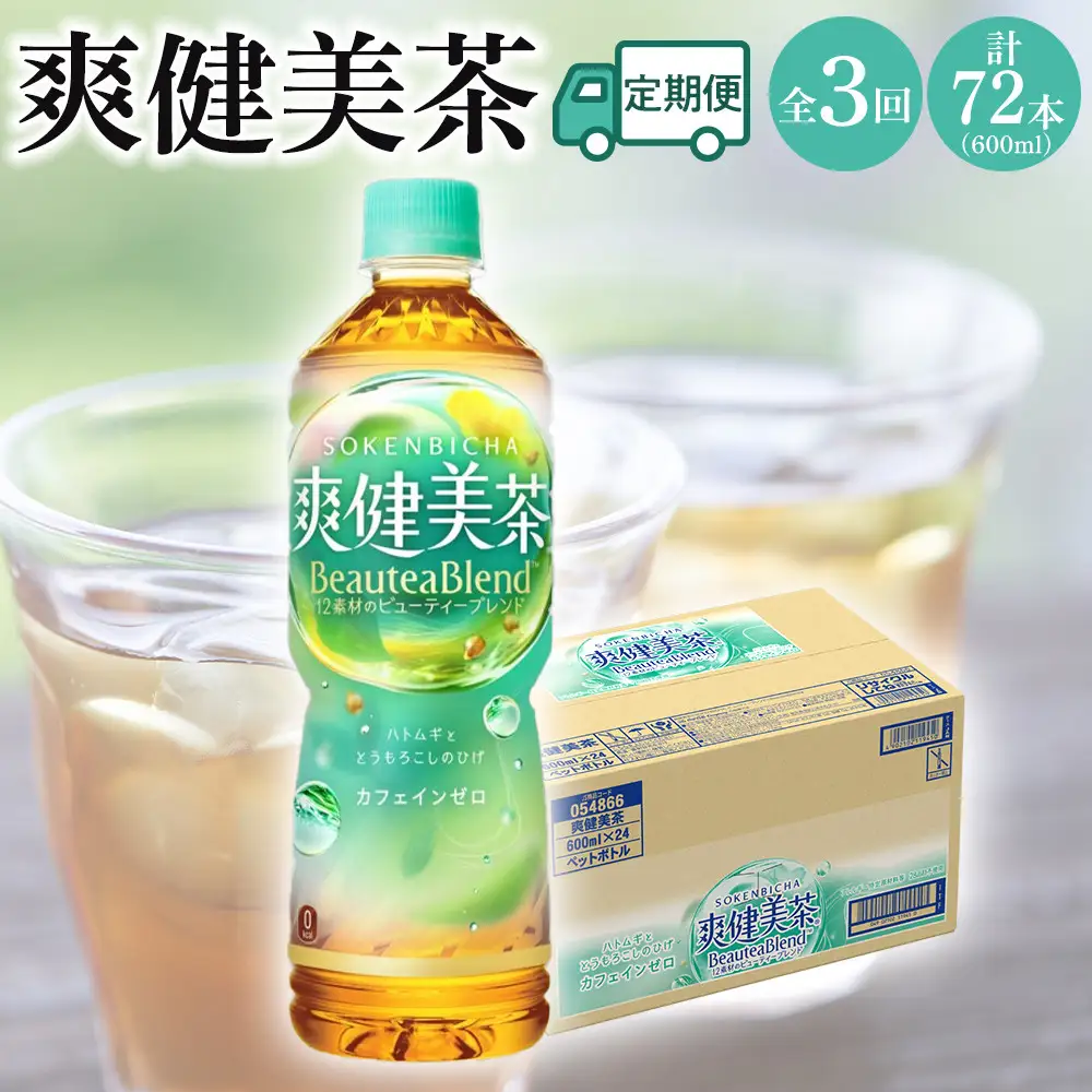 定期便 毎月 全3回 爽健美茶 600ml × 24本 １ケース 3ヶ月定期便